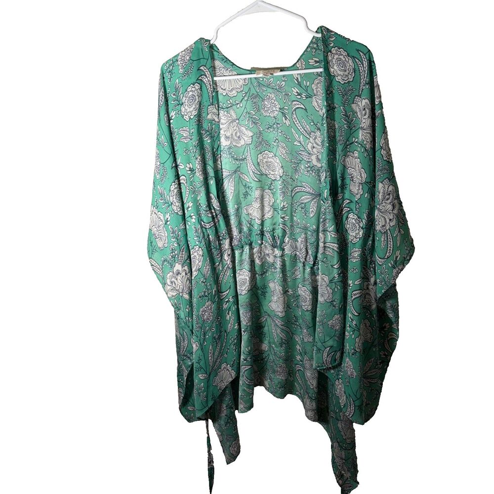 Umgee Sweater Women's Small Floral Cardigan Kimono Sheer Tie Lightweight